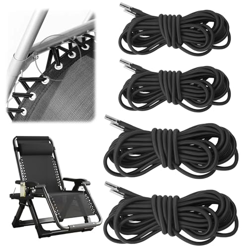 Dupoem Kit de 4 Lacets Élastiques de Remplacement Universel. Compatible avec Fauteuil Relax, Chaise Zéro Gravité et Chaises Pliantes. Installation Facile,...