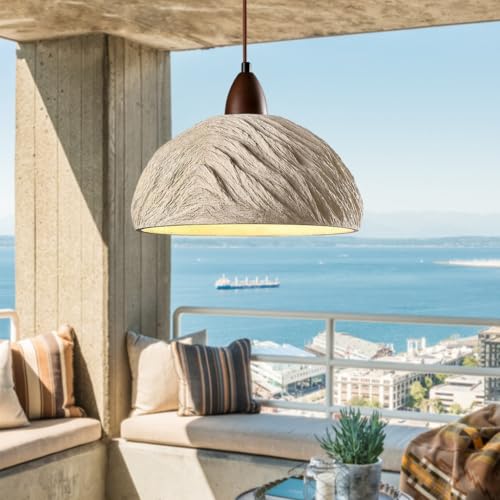 Lampe Suspendue E27 en Ciment Wabi Sabi - Lustre Suspendu Design pour Table à Manger et Chambre