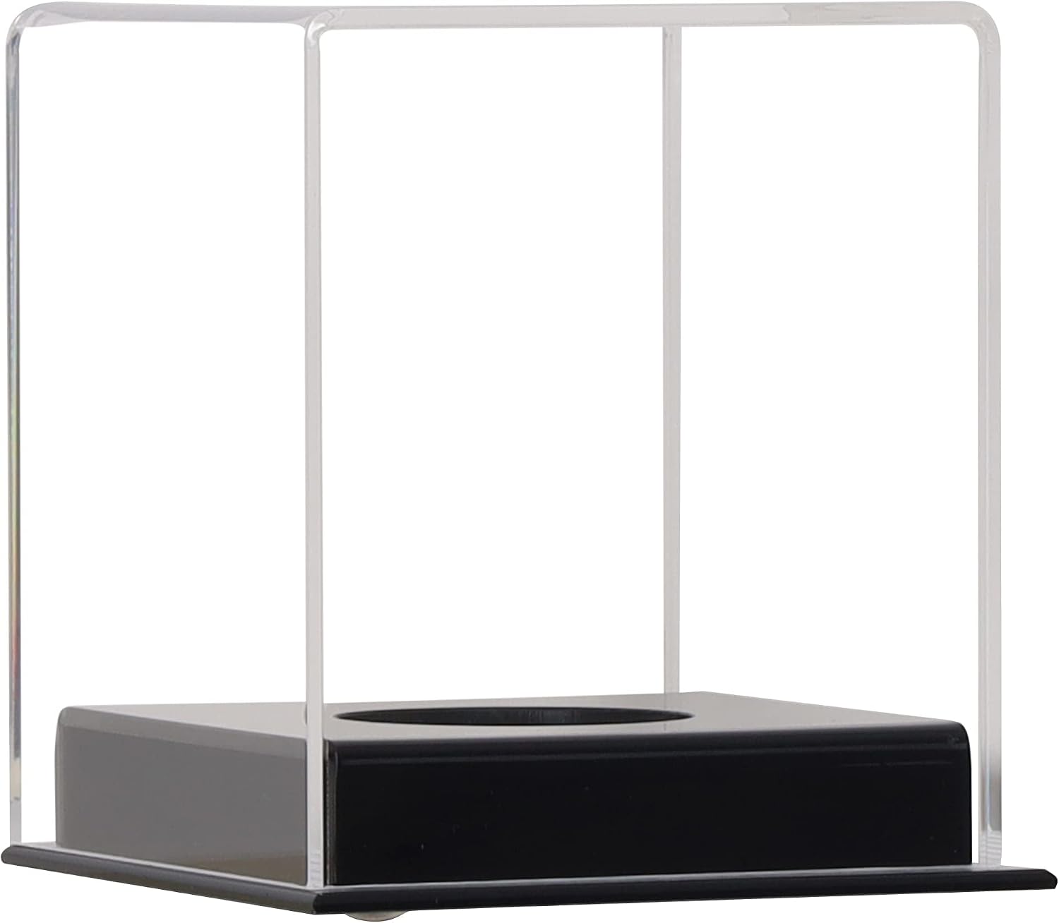 Pro Collector's UV Protection Softball Display Case Baseball Display Case Stand Championship Square BoxClear Display Cube for Official 12 Inches Ball Ball Storage Collections (Black Plastic Stand)