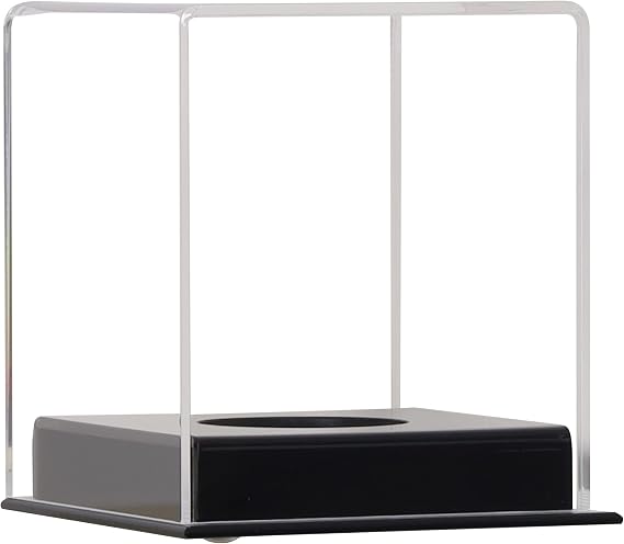 Pro Collector's UV Protection Softball Display Case Baseball Display Case Stand Championship Square BoxClear Display Cube for Official 12 Inches Ball Ball Storage Collections (Black Plastic Stand)