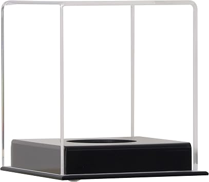 Pro Collector's UV Protection Softball Display Case Baseball Display Case Stand Championship Square BoxClear Display Cube for Official 12 Inches Ball Ball Storage Collections (Black Plastic Stand)