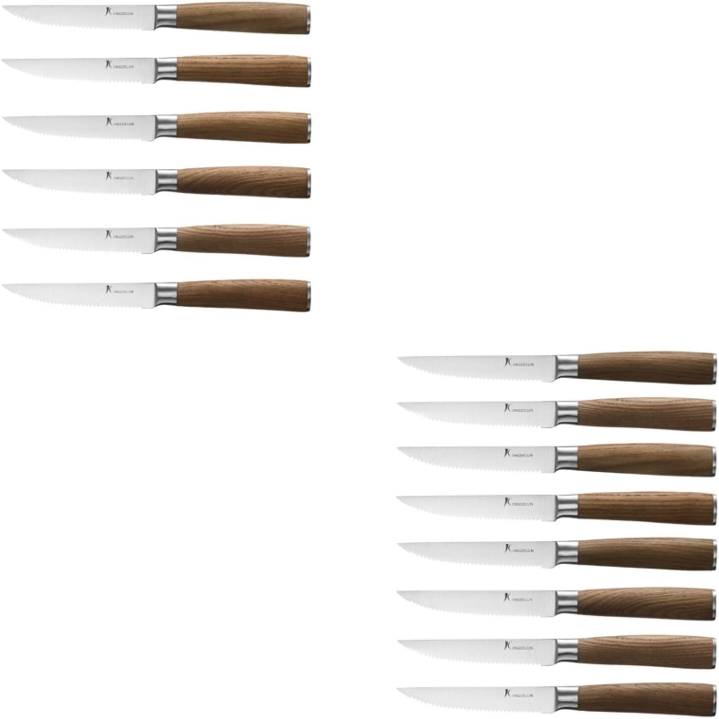 8 PCS Steak Knife Set, and 6 PCS Steak Knife Set, with Gift Box, Ultra Sharp High Carbon Stainless Steel, Wooden Handle