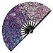Ventilador de mano Wolf UV Glow Iridescent Rainbow Snap Fan Tatuaje Arte de Mano Grande Ventilador Japonés Reactivo UV Ventilador de Mano Trippy Rave Fan (Estilo 5)