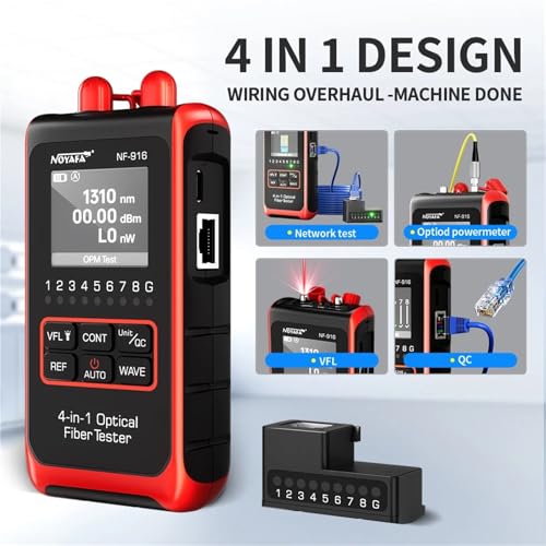 OTDR para mantenimiento de redes con medidor de potencia de fibra óptica 4 en 1 y pantalla LCD 5