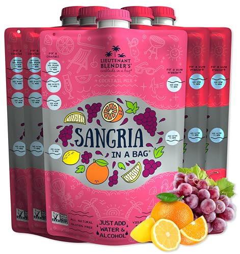 Lt. Blender's Sangria in a Bag – Wine Slushie Mixes - Each Bag Makes 1/2 Gallon of Frozen Red Sangria Mix – Non-GMO Wine Freezer Mix - Make with Wine, Liquor or as a Mocktail - (Pack of 5)