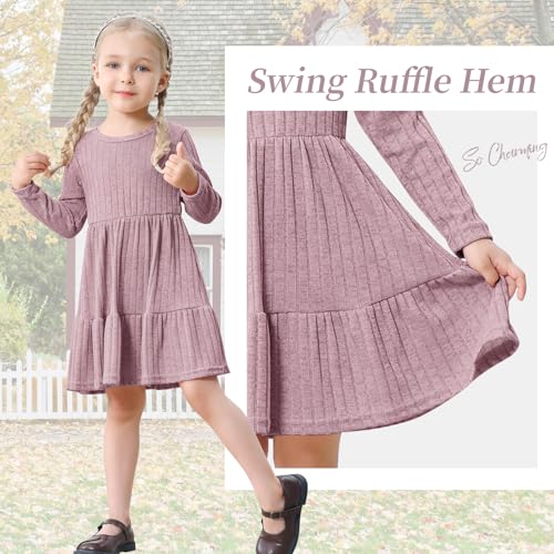 Image of Toddler Baby Girl Long Sleeve Dress Girls Knit Sweater Dresses Tiered Kids Swing Holiday Clothes Fall Winter