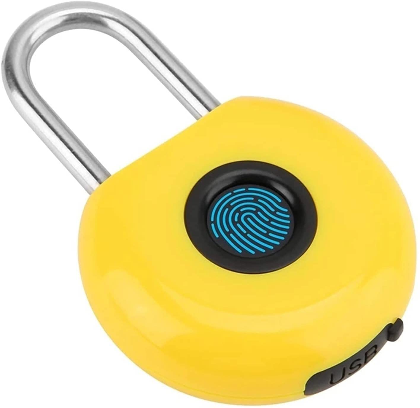 Candado de Huellas Dactilares, candado Inteligente con Llave, Resistente al Agua, Adecuado for Gimnasio, Deportes, Bicicleta, Escuela y Cerca, Amarillo