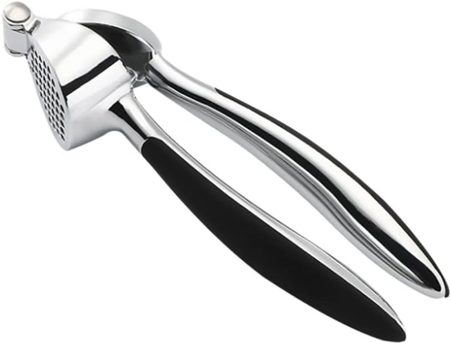 WOMGKDA Stainless Steel Garlic Press Crusher Mincer, Ginger Garlic Press Squeezer No Mess Mincer for Vegetables, Heavy Duty Garlic Crusher with Comfortable Grip, Black, 17.5 * 5cm