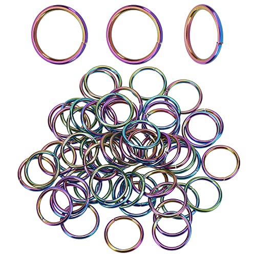 CHGCRAFT 60Pcs Rainbow Open Jump Rings - 304 Stainless Steel Plating for Necklace Bracelet Earrings Making, 18 Gauge 12mm
