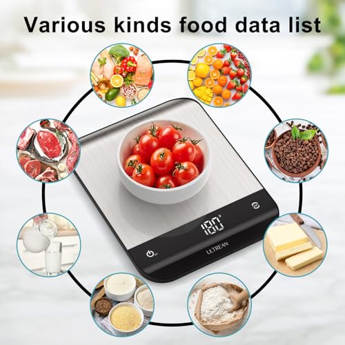 Image of Ultrean Food Scale, Digital Kitchen Scale with LED Display, Weight Grams and Ounces for Baking Cooking, 6 Units with Tare Function, 11lb (Batteries Included)