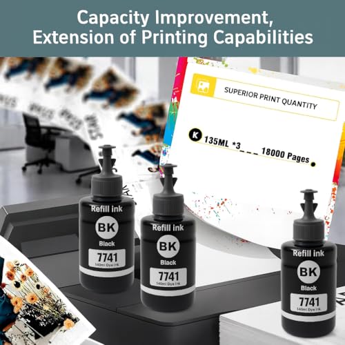 Image of KOSH T7741 Pigment Black Ink Refill Bottle Compatible for M100 / M105 / M200 / M205 / L605 / L655 / L1455 Printer