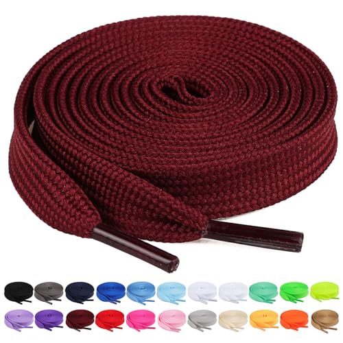 Image of Booyckiy 2 Pairs 2 /5 inch Flat Shoe Laces for Sneakers 31 Colors Shoelaces in 27 inch-72 inch