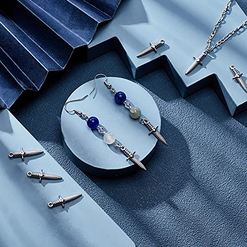 UNICRAFTALE about 16pcs Dagger Shape Charm Stainless Steel Charm Metal Charms Pendant Hypoallergenic Metal Pendant for DIY Jewelry Making 24mm,1.6mm Hole Stainless Steel Color - Image 3