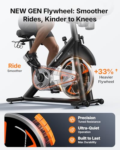 Image of MERACH Exercise Bike with Screen, 21.5 inch HD Display, Magnetic Resistance | Stationary Bike for Home, Exclusive App with Courses, 330lbs Capacity, Low Noise, Adjustable Seat & Handlebars