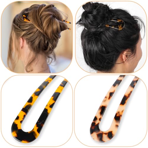 Gjinxi 8 peças de grampos e garfos de metal em forma de U para mulheres, palitos de cabelo de 10 cm