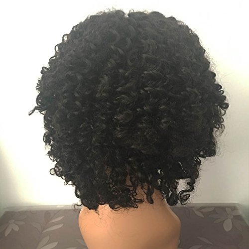 Aunty Fumi Curly Human Hair Lace Front Wig 16inch Natural Black Color Virgin Malaysia Human Hair Wigs with Bleached Knots Baby Hair (16inch)