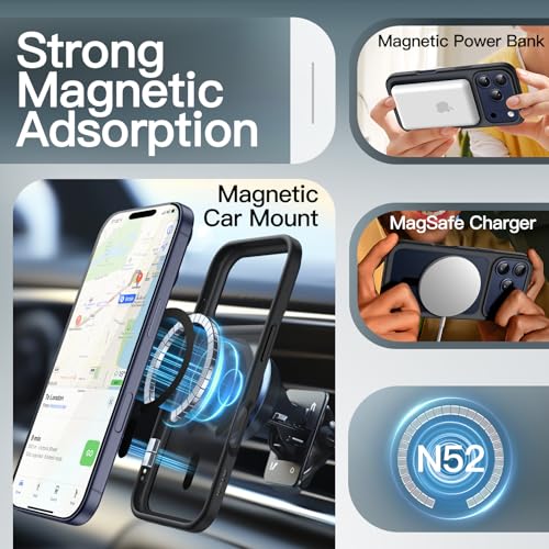 Image of JETech Magnetic Case for iPhone 17 Pro 6.3-Inch Compatible with MagSafe, Translucent Matte Back Slim Minimalist Shockproof Phone Cover (Black)