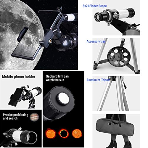 Telescopio refractor 70mm con trípode ajustable y mochila miniatura 6