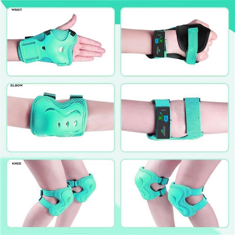 Image of Jaspo Secure Hybrid Protective Gear Set - Knee, Elbow, and Wrist Guards with HDPE Shell, Polyester Mesh, EVA Foam & Soft PU Cushioning for Skating, Cycling