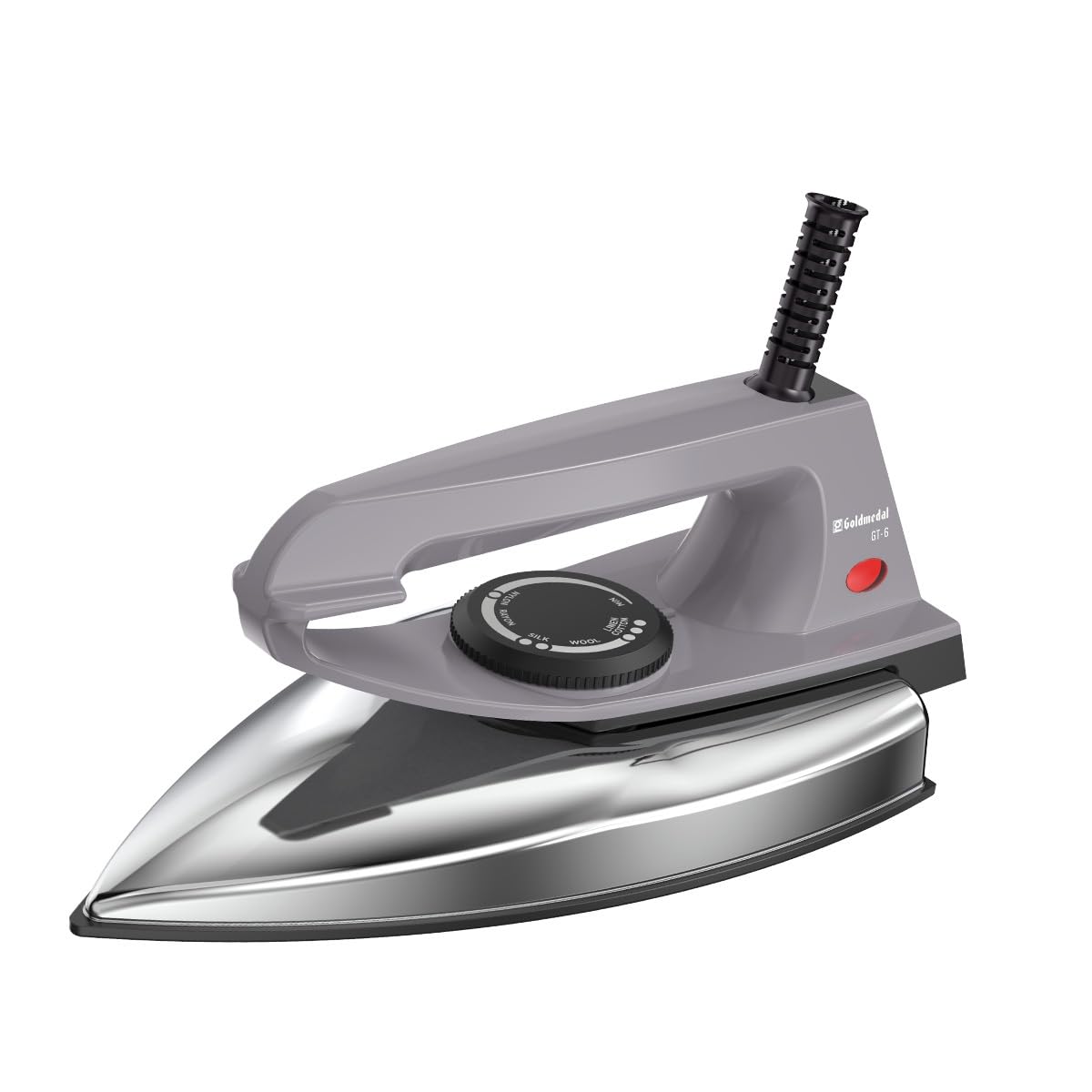 Goldmedal Zink 1000W Dry Iron For Clothes| 5 Setting | Fast Heating | 1.5 Meter Cord | Thermal Fuse Safety |Non-stick Weilburger Premium Coated Soleplate-Grey
