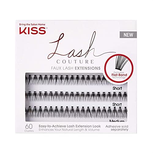 Kiss KLCE01 Lash Couture Faux Mink Lash Extensions, Style 'Venus', Exclusive Flat-Band Technology, Short & Medium Length, 60 Individual Lash Clusters, Glue On Lashes cover