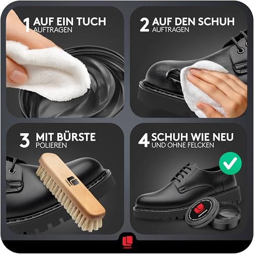 Lenzen Schuhcreme für glattes & genarbtes Leder – Premium Lederpflege Schuhe mit Glanz & Farbaufrischung – Lederbalsam, hergestellt in Europa, in verschiedenen Farben