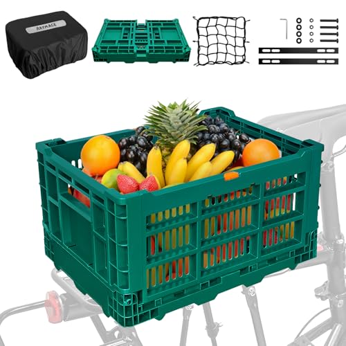 RAYMACE Cesta Traseira Para Bicicleta, Dobrável Cestas De Grande Capacidade Com Capa À Prova Chuva E