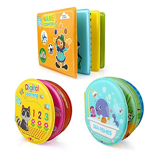 Baby Bath Toys, Nontoxic Bath Books for Babies Bath Time, No Mold Bathtub Toys for Toddlers 6 to 12 18 Months, Soft Educational Bath Toys for 1-3 Year Old Girls Boys(Pack of 3)