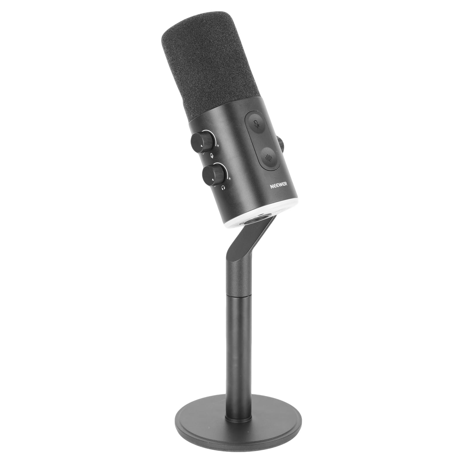 NEEWER DM03 USB/XLR RGB mikrofon dynamiczny z wyciszeniem AI, redukcja szumów, regulacja wzmocnienia mikrofonu, regulacja głośności słuchawek, wyjście monitora 3,5 mm TRS do gier wideo, podcastów