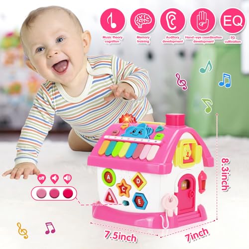 Toys for 1+ Year Old Girl Gifts: Montessori Musical Toddler Toys Age 1-2 - 8-in-1 Multi-Functional House Educational Baby Toy 6-12 12-18 Months - First Birthday Gift for 1 2 Year Old Girls Boys Kids