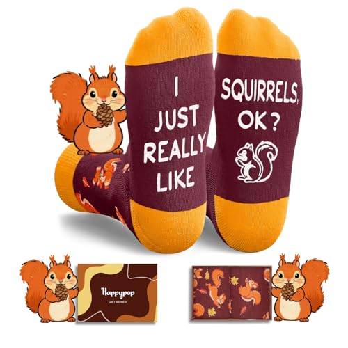 HAPPYPOP Squirrel Socks for Women Men - Squirrel Lover Gifts for Teens, Funny Animal Stocking Stuffers