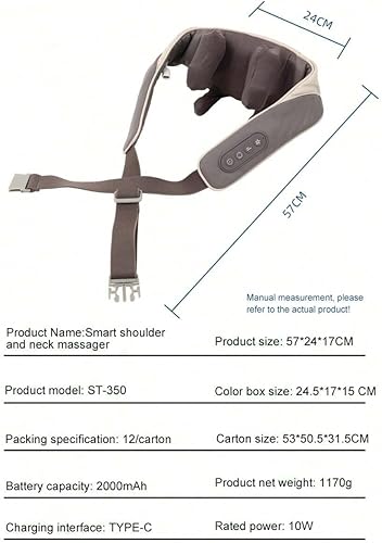 Miniatura 7 de Masajeador de cuello, masajeador Shiatsu de espalda y cuello con calor, masajeador eléctrico de hombros y cervical, almohada de masaje para cuello,