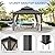 LUE BONA 12'x12' Hardtop Gazebos, Aluminum Frame Permanent Pavilion with Curtains and Netting, Double Galvanized Steel Roof Gazebo Outdoor, Metal Gazebo Canopy for Garden, Lawns, Patio, Black