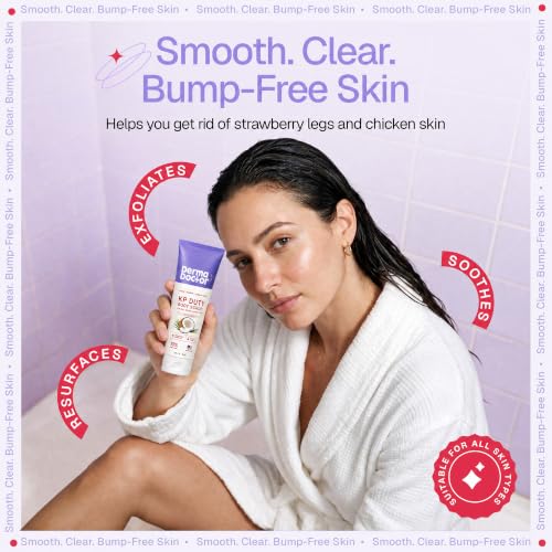 Image of DERMAdoctor KP Bump Eraser Coconut Body Scrub with 10% AHAs + PHAs for Keratosis Pilaris, Dry, Rough & Bumpy Skin, Dermatologist Formulated Exfoliating Scrub with Glycolic and Lactic acids - 6 fl oz