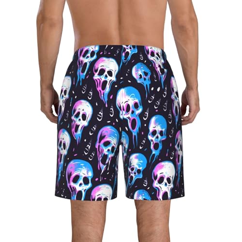 Men's Quick Dry Swim Shorts Cute Ghost Skulls Neon Galaxy Watercolor Beach Trunks with Pockets2
