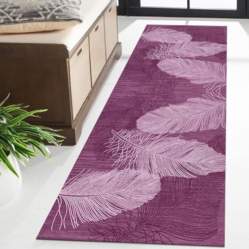 Tapis de couloir abstrait rose-violet design moderne 100x350 - 3
