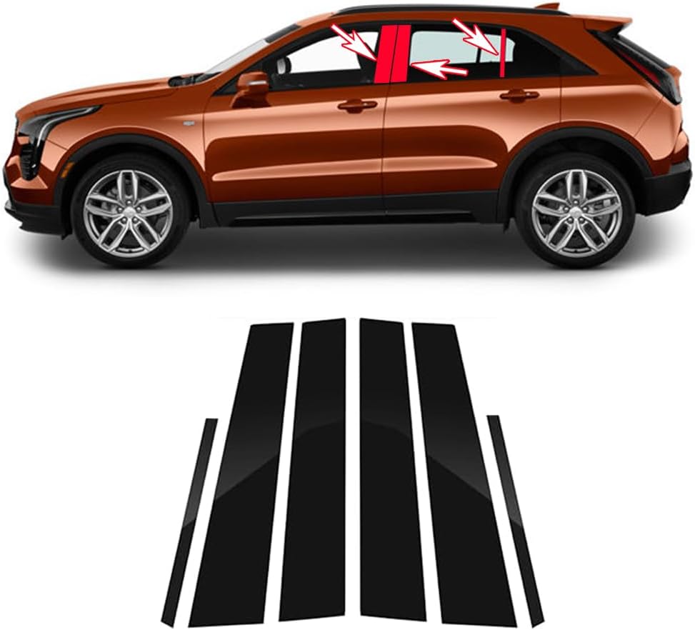 6pcs Black for Cadillac XT4(2018-2023) Car Window Center Pillar Stickers Window Trim Protect The Center Pillar Prevent Scratches Car Tuning Accessories