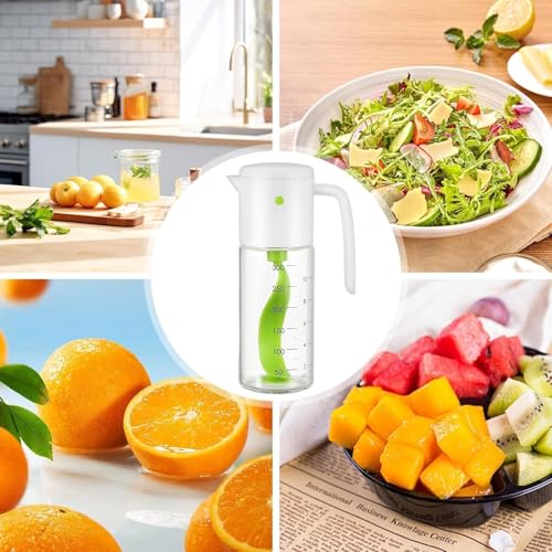 Sonhomay Leak Proof Salad Dressing Mixer Bottle, Glass Salad Dressing Shaker Bottle, Salad Dressing Container Manual Sauces Mixer Juice Mixing Bottle 300ml  - Thumbnail 2