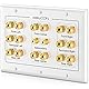 deleyCON Multimedia Lautsprecher Boxen Wanddose Anschlussdose Wandplatte mit Bananenstecker-Buchsen für 7.1 Surround Sound System und Subwoofer Heimkino