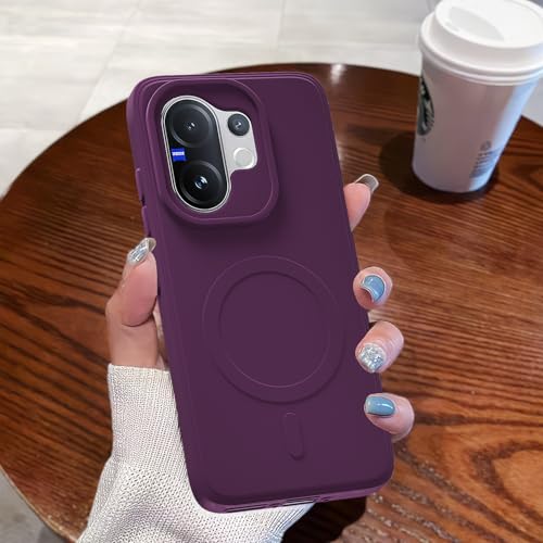 Image of Outlouders Back Cover for Vivo V60 5G / Vivo T4 Pro 5G Soft Matte Silicone Cover with Slim Fit | Mag-Safe Logo (Not Mag-Safe Compatible) | Shockproof | Camera Protection Bumper Case (Purple)