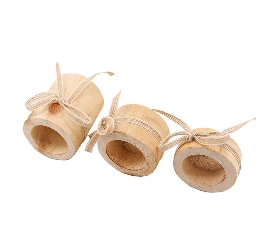 Portavelas 3 Uds Portavelas Natural Soporte De Luz De Té De Madera Maceta Suculenta Sin Terminar con Cuerda De Cáñamo para Decoración De Escritorio Candelabros Decorativos