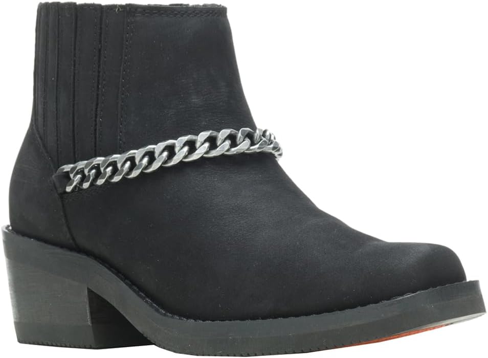 Harley-Davidson Womens Korsen Chain Casual Boots Ankle Mid Heel 2-3" - Black