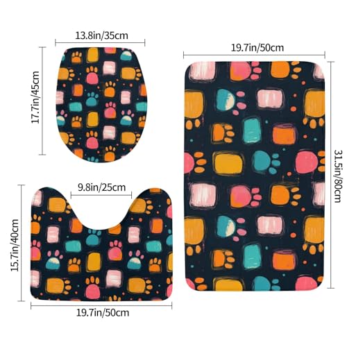 Tapis de bain absorbant antidérapant motif pattes lavable en forme de U