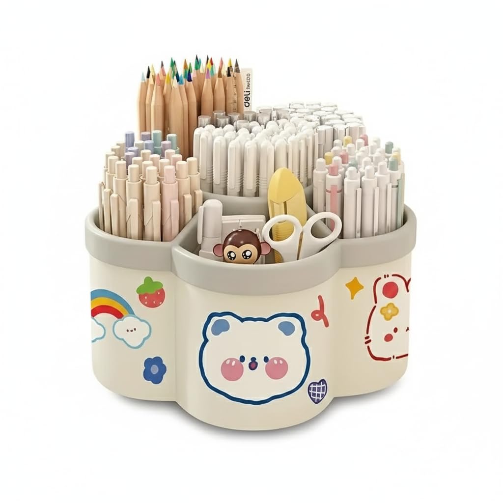 White Plastic desktop organiser with stationery compartments