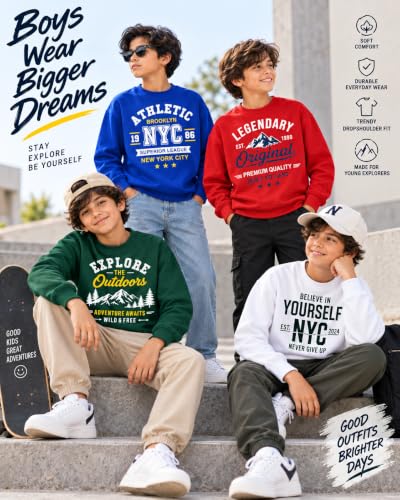 Image of T2F Boys Pack of 3 Sweatshirts | Full Sleeve Printed Winter Sweatshirt for Kids | Round Neck Casual Pullover Tops for Boys
