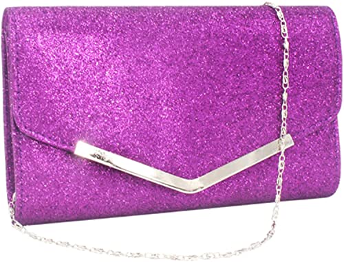 Kamviluer Damen-Clutch mit Umschlag, für Hochzeit, Abendveranstaltung, Party, Handtasche, Kette, violett Cover