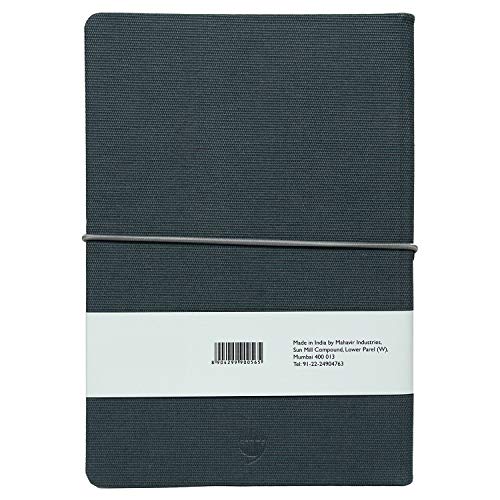 Image of COMMA Regina - A5 Size - Hard Bound Notebook with a Horizontal Elastic Band Closure - 192 Pages - 80gsm Natural Shade Paper - Fabric Cover Material - (Greyish Green)