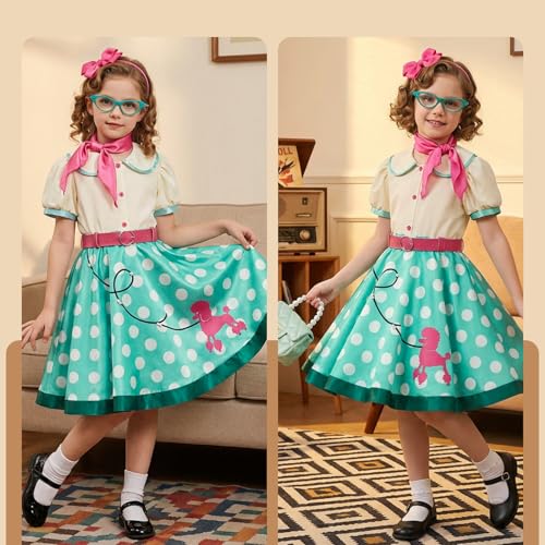 Disfraz completo años 50 para niñas con falda y accesorios miniatura 5