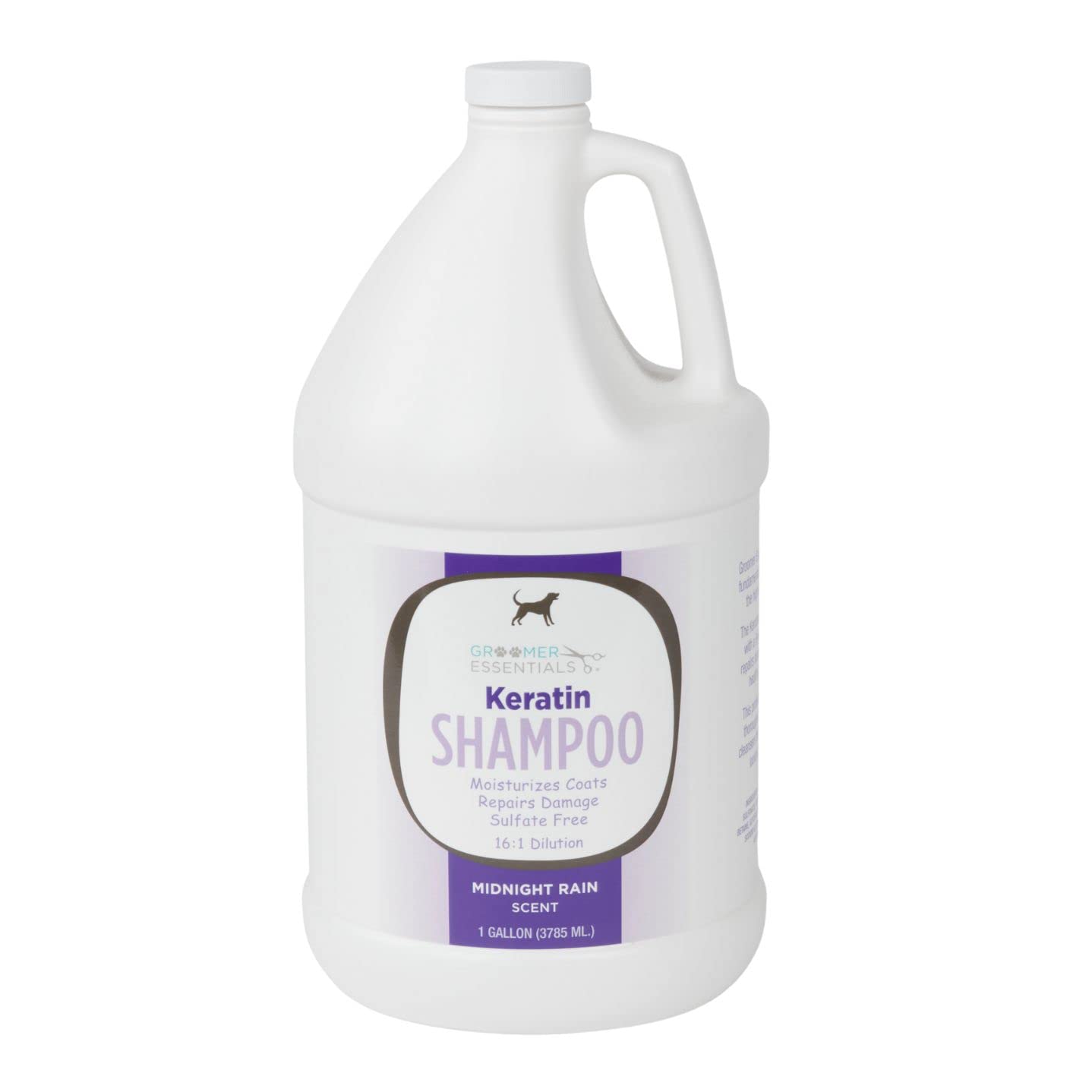 Groomer Essentials Keratin Shampoo - 1 Gallon - Midnight Rain Fragrance - Formulated with A Hydrolyzed Protein Which Repairs Damaged Coats - 16:1