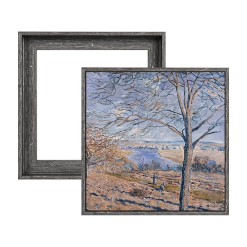 Image of 10x10 Farmhouse Canvas Frame for Oil Painting,0.9 inch Deep,2 Pack,Gray | Easy Framing,Complete Floating Frame for Artists Designers Plants Mountain Landscape Rustic Artwork Abstract Room Wall Decor